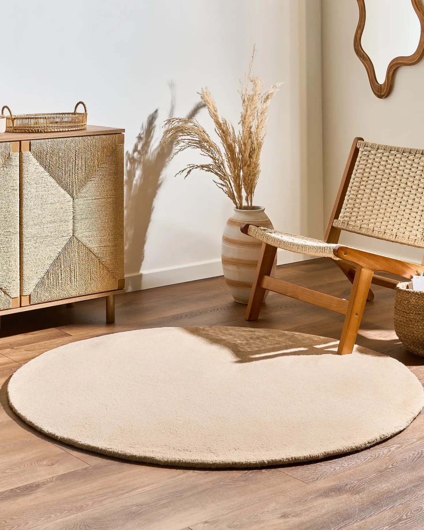 Gulvtæppe VASCO Beige ø 140 cm Uld