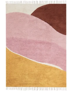Gulvtæppe XINALI Lyserød 140 x 200 cm Bomuld