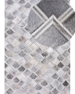 Gulvtæppe AGACLI Grå 160 x 230 cm Ægte læder