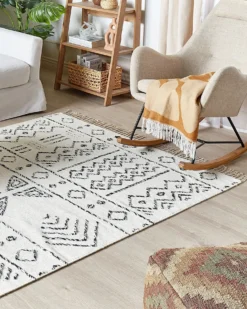 Gulvtæppe ALKENT Hvid 160 x 230 cm Uld
