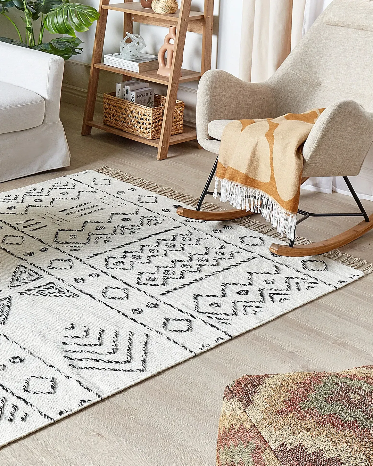 Gulvtæppe ALKENT Hvid 160 x 230 cm Uld