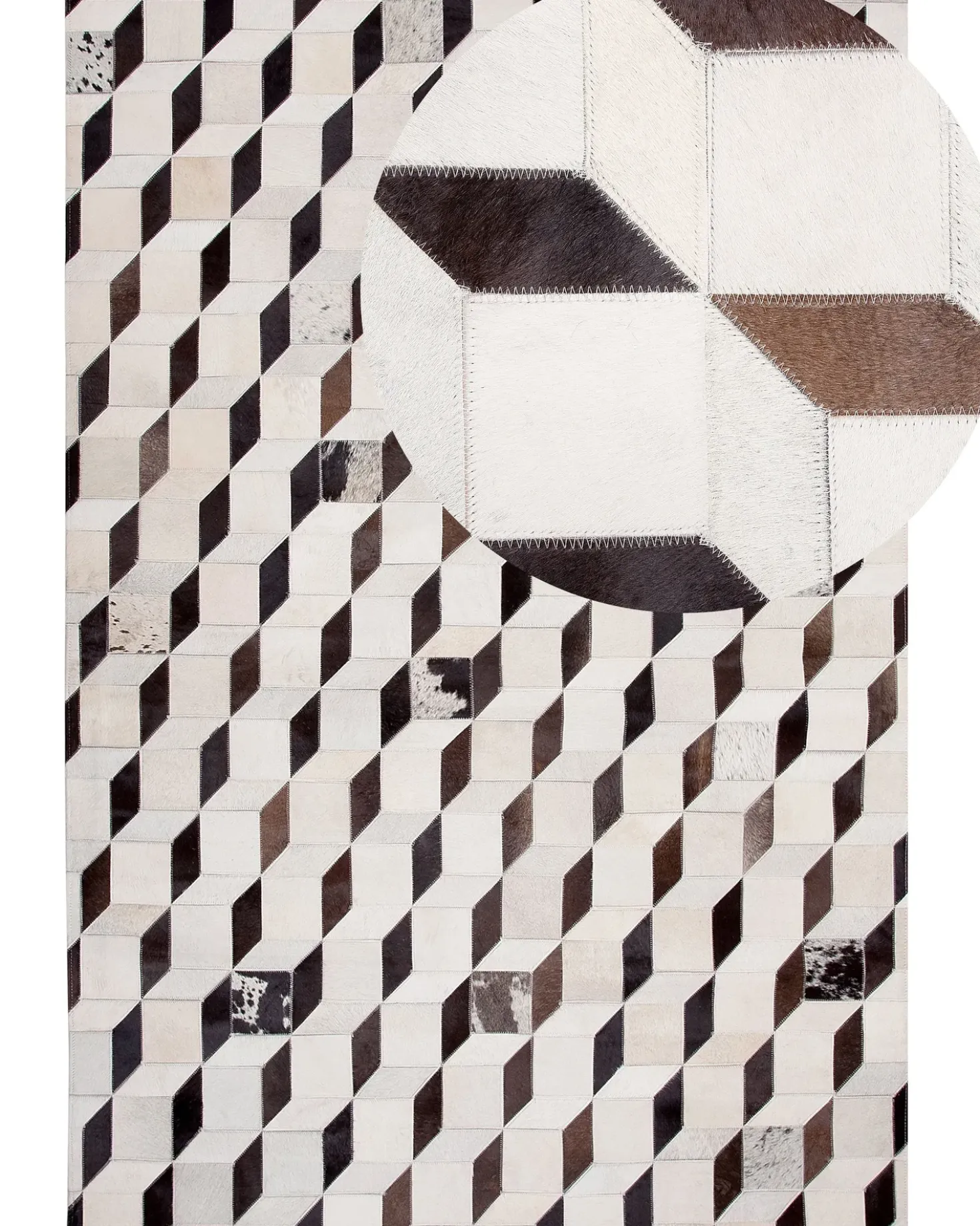 Gulvtæppe ALPKOY Hvid 160 x 230 cm Ægte læder