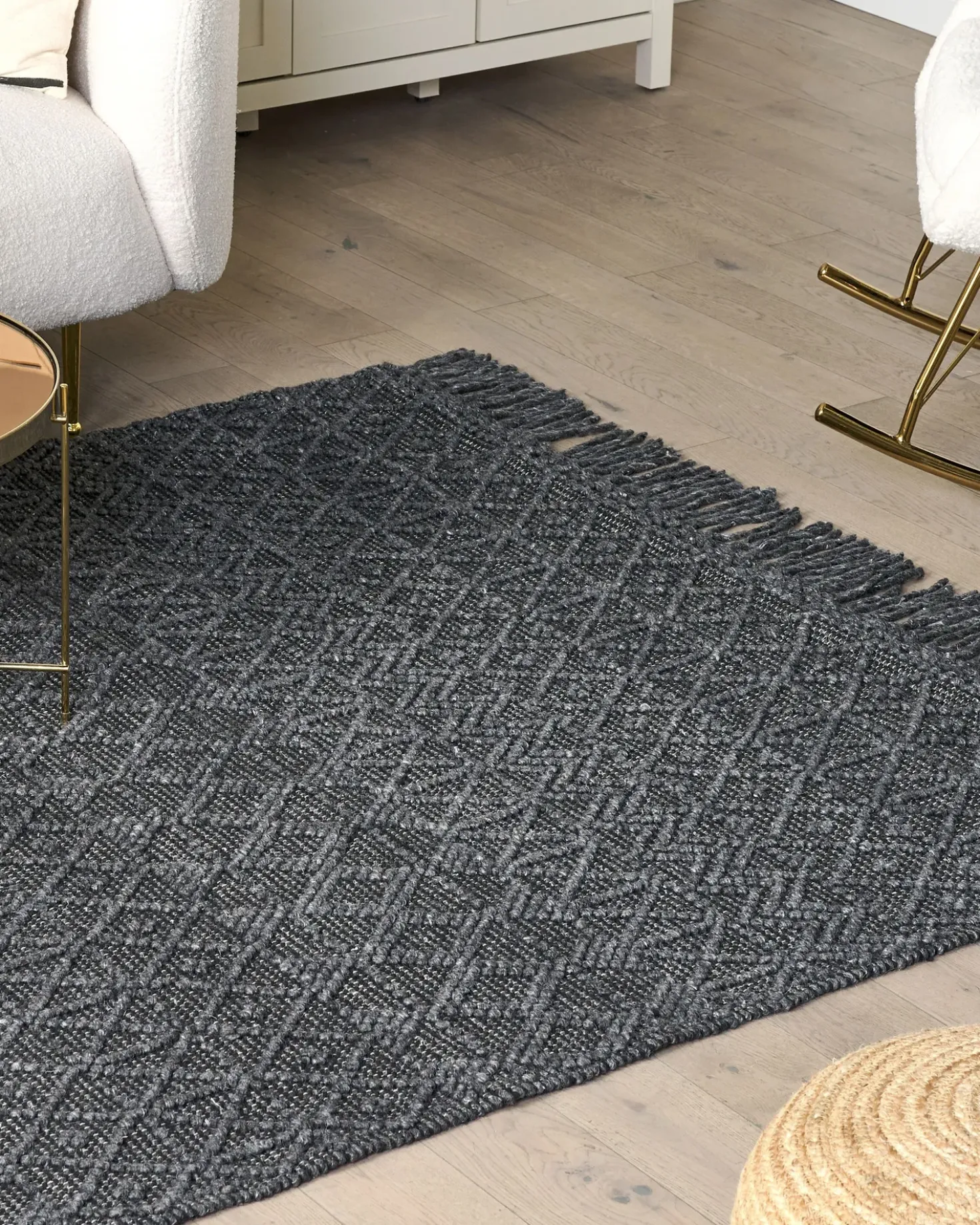 Gulvtæppe ALUCRA Sort 200 x 300 cm Uld