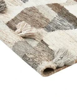 Gulvtæppe ARGAVAND Beige 160 x 230 cm Uld Kelim