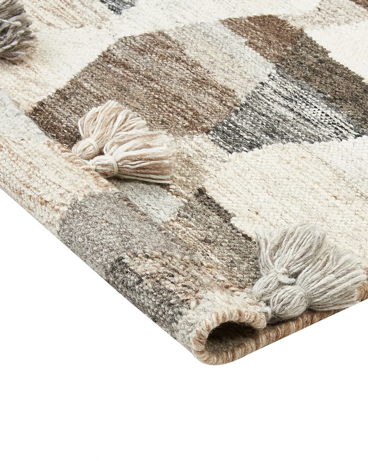 Gulvtæppe ARGAVAND Beige 160 x 230 cm Uld Kelim