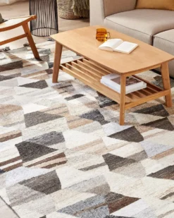 Gulvtæppe ARGAVAND Beige 160 x 230 cm Uld Kelim