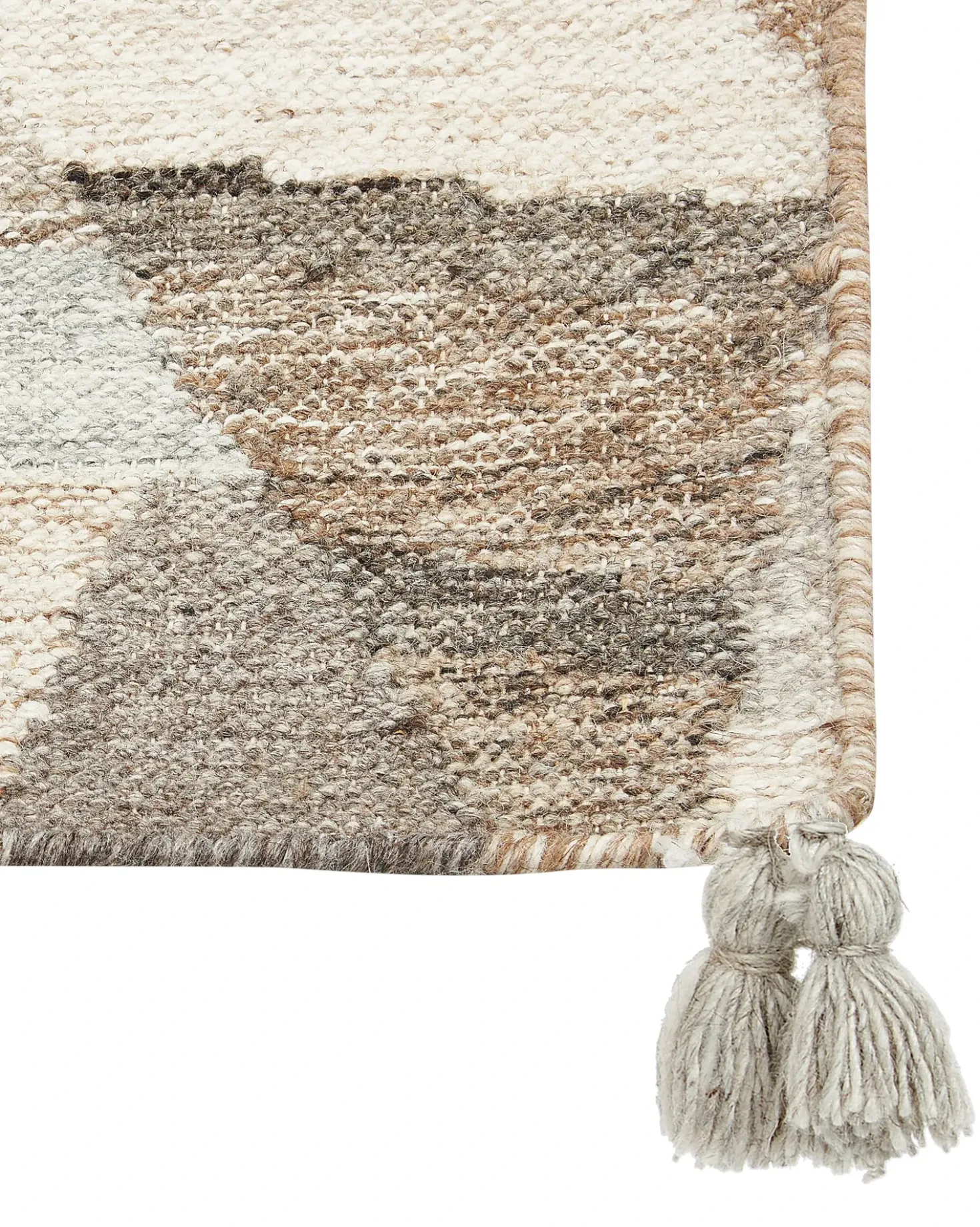 Gulvtæppe ARGAVAND Beige 160 x 230 cm Uld Kelim