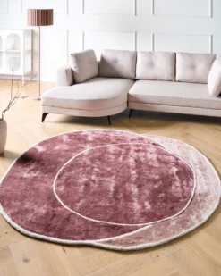 Gulvtæppe KANRACH Lyserød 200 x 200 cm Viskose