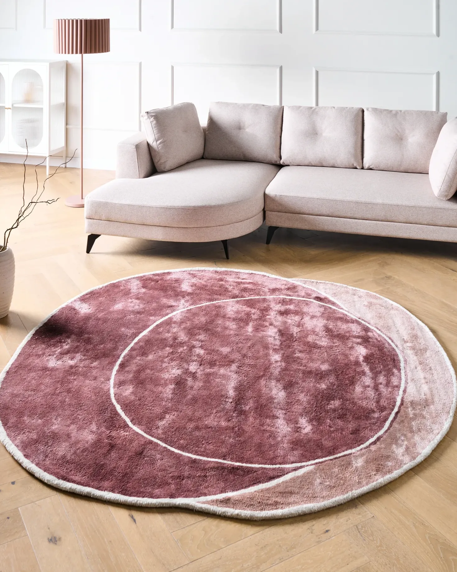 Gulvtæppe KANRACH Lyserød 200 x 200 cm Viskose