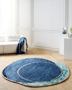 Gulvtæppe KANRACH Navy Blå 200 x 200 cm Viskose