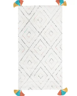Gulvtæppe KARTAL Hvid 80 x 150 cm Bomuld