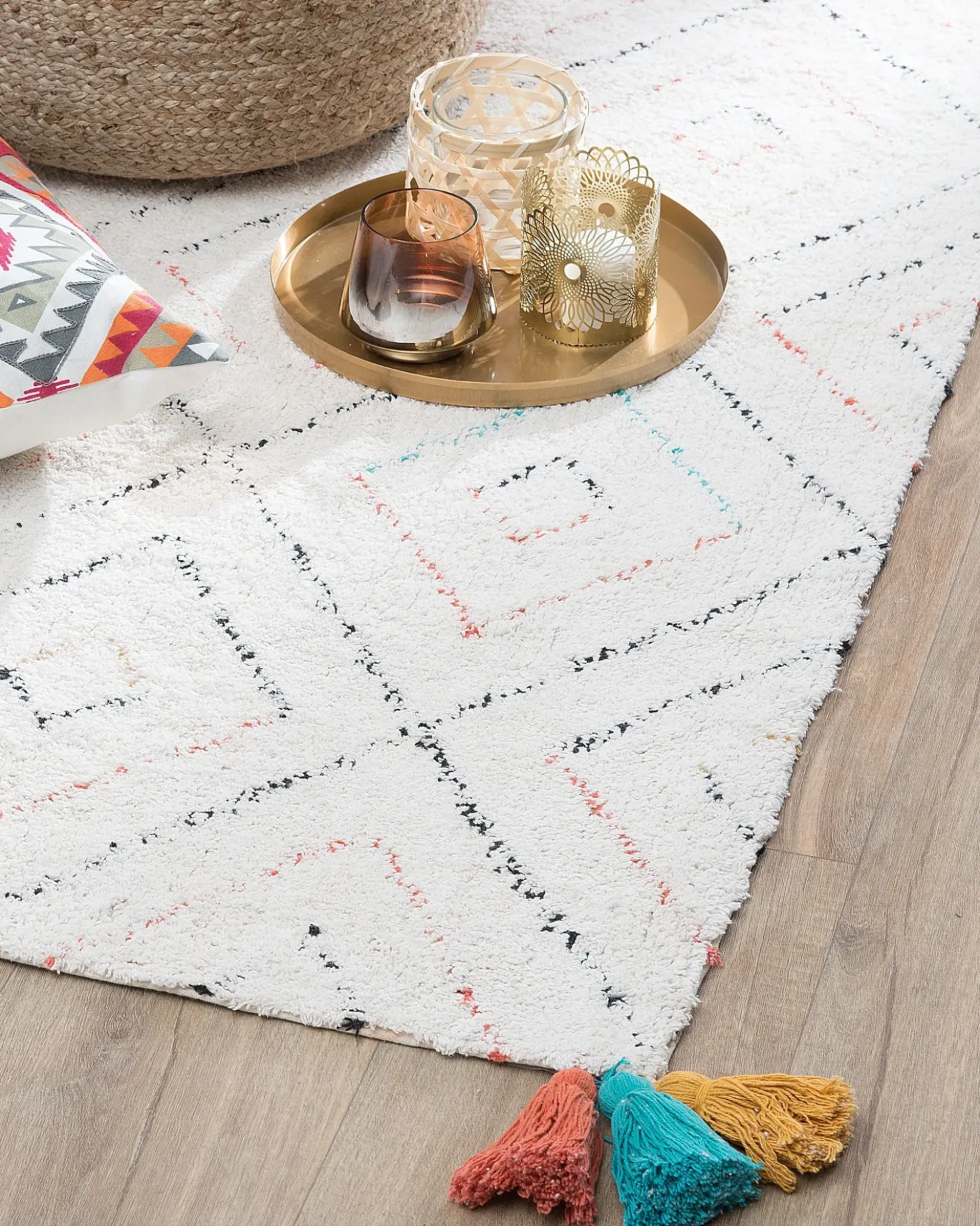 Gulvtæppe KARTAL Hvid 80 x 150 cm Bomuld