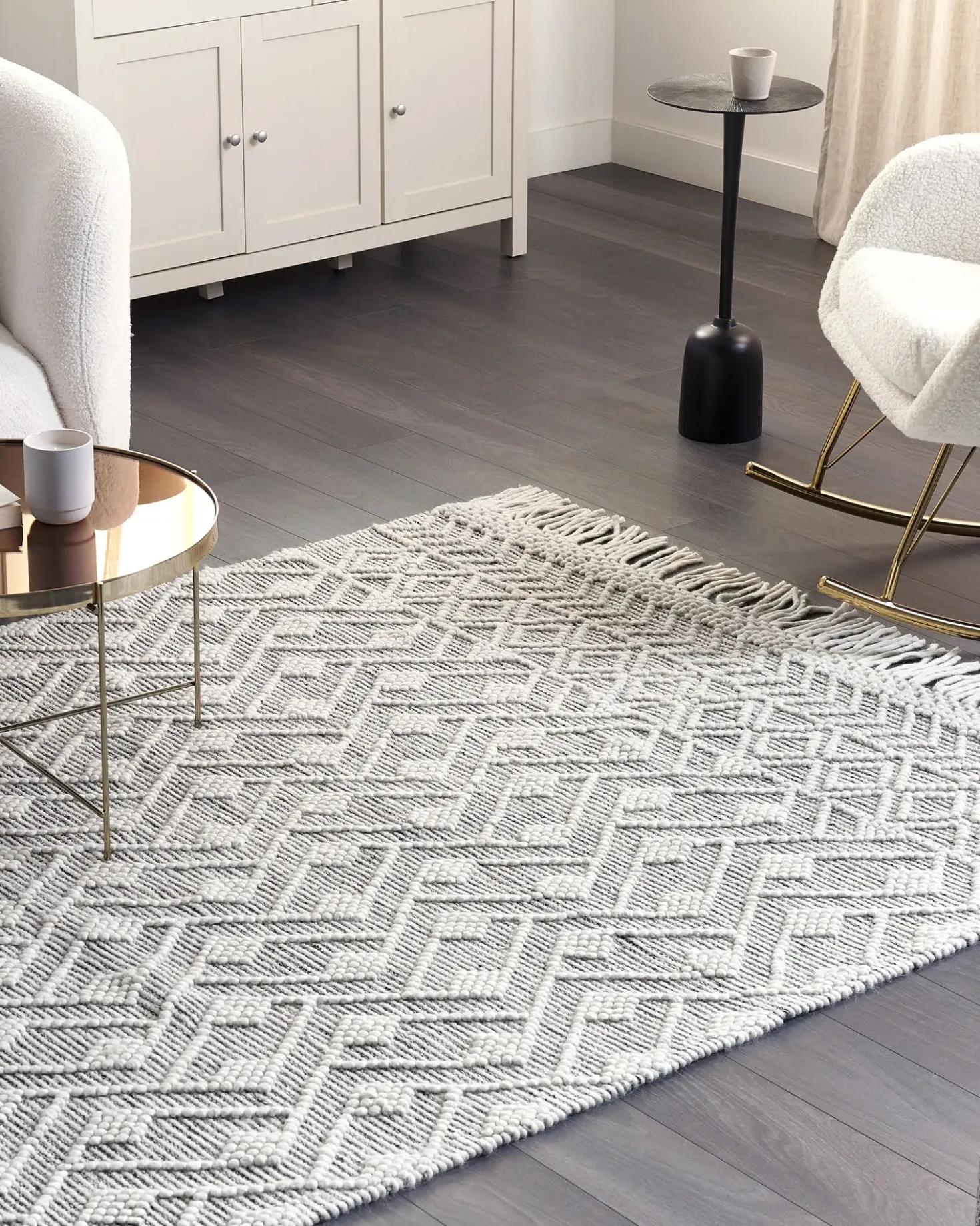 Gulvtæppe KAVAK Sort 160 x 230 cm Uld
