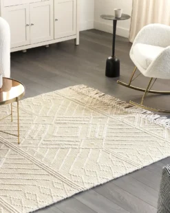 Gulvtæppe MAVIKENT Beige 160 x 230 cm Uld