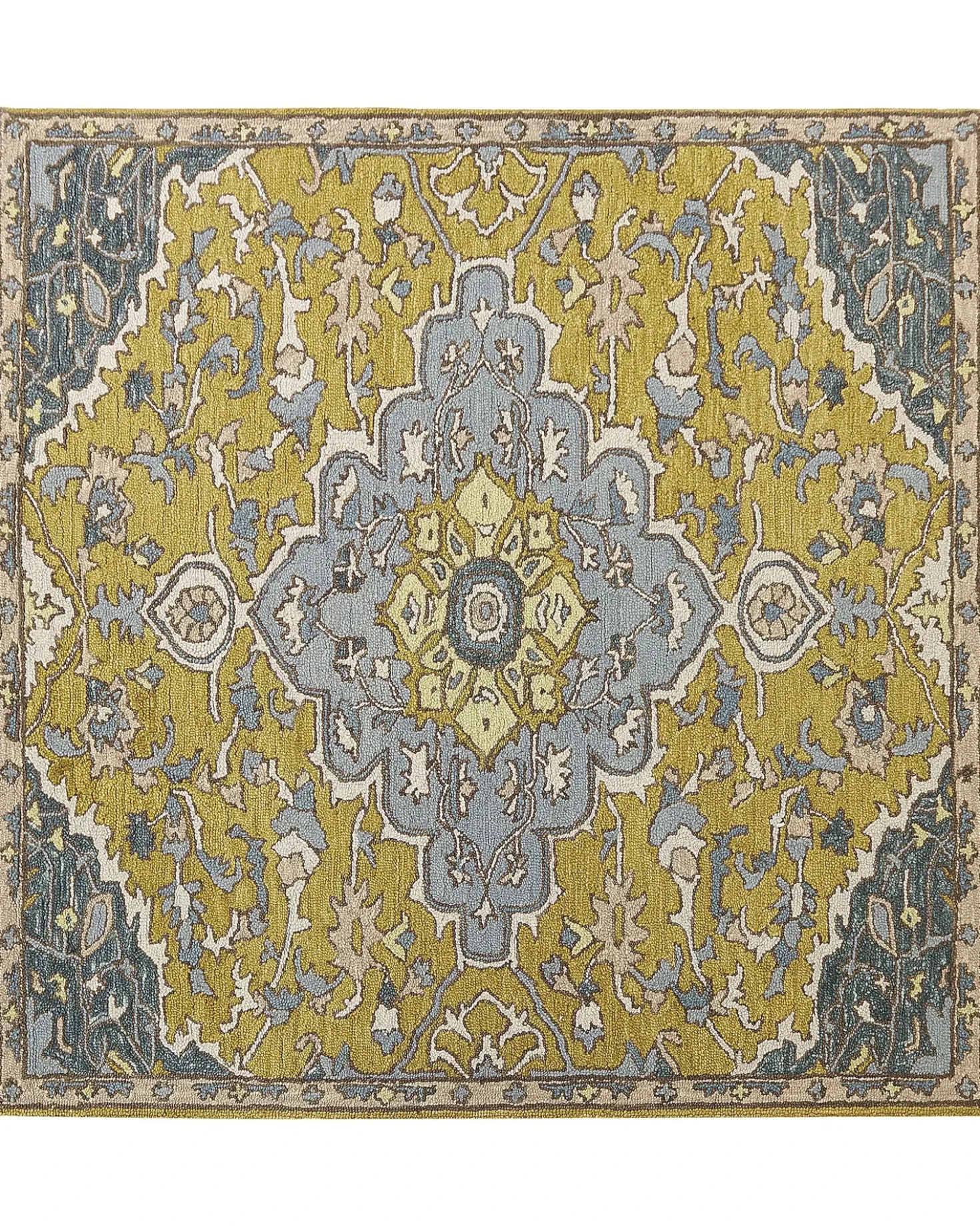 Gulvtæppe MUCUR Gul 200 x 200 cm Uld