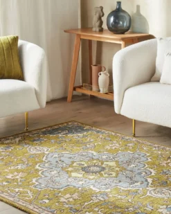 Gulvtæppe MUCUR Gul 200 x 200 cm Uld