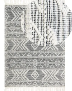 Gulvtæppe PAZAR Sort/hvid 160 x 230 cm Uld