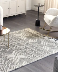 Gulvtæppe PAZAR Sort/hvid 160 x 230 cm Uld