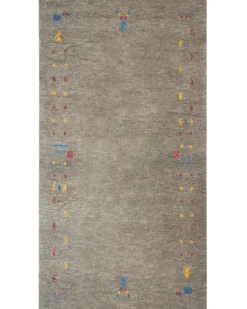 Gulvtæppe SEYMEN Grå 80 x 150 cm Uld Gabbeh