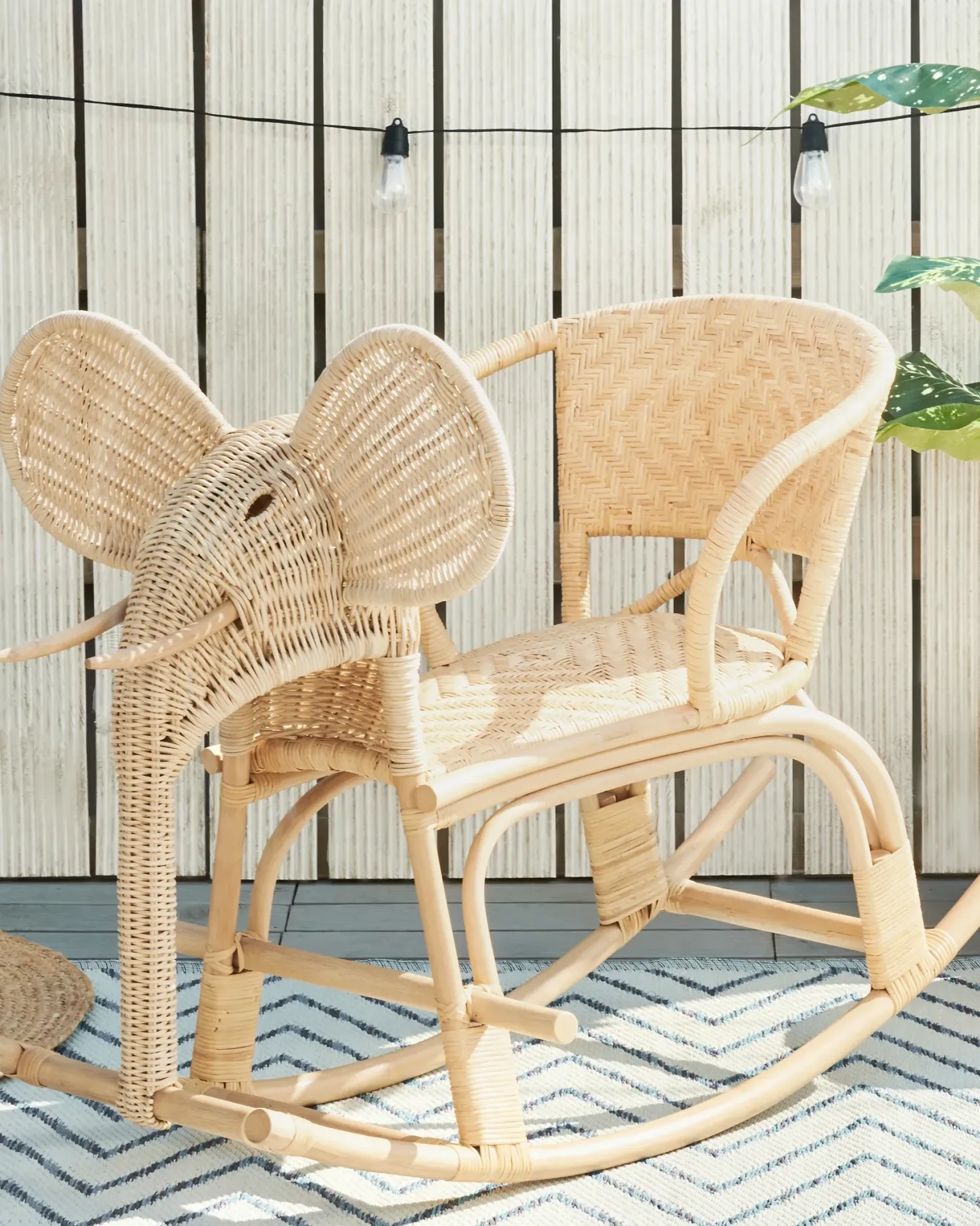 Gyngestol til børn Elefant AMPOLLINO Rattan Naturlig