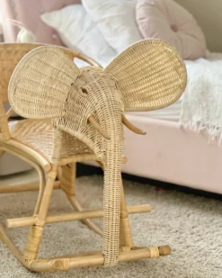 Gyngestol til børn Elefant AMPOLLINO Rattan Naturlig