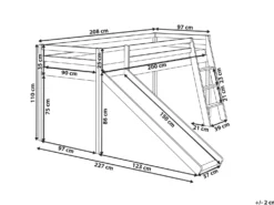 Halvhøj seng Fyretræ STAPLE 90 x 200 cm Med en rutsjebane Hvid