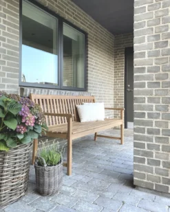 Havebænk med hynde VIVARA 160 cm Certificeret akacietræ Lys ask Mørkerød