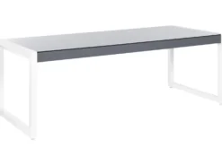 Havebord BACOLI 210 cm 90 cm Glas Cremehvid
