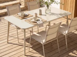 Havebord CARAVINO 160 cm 90 cm Metal Lys Beige