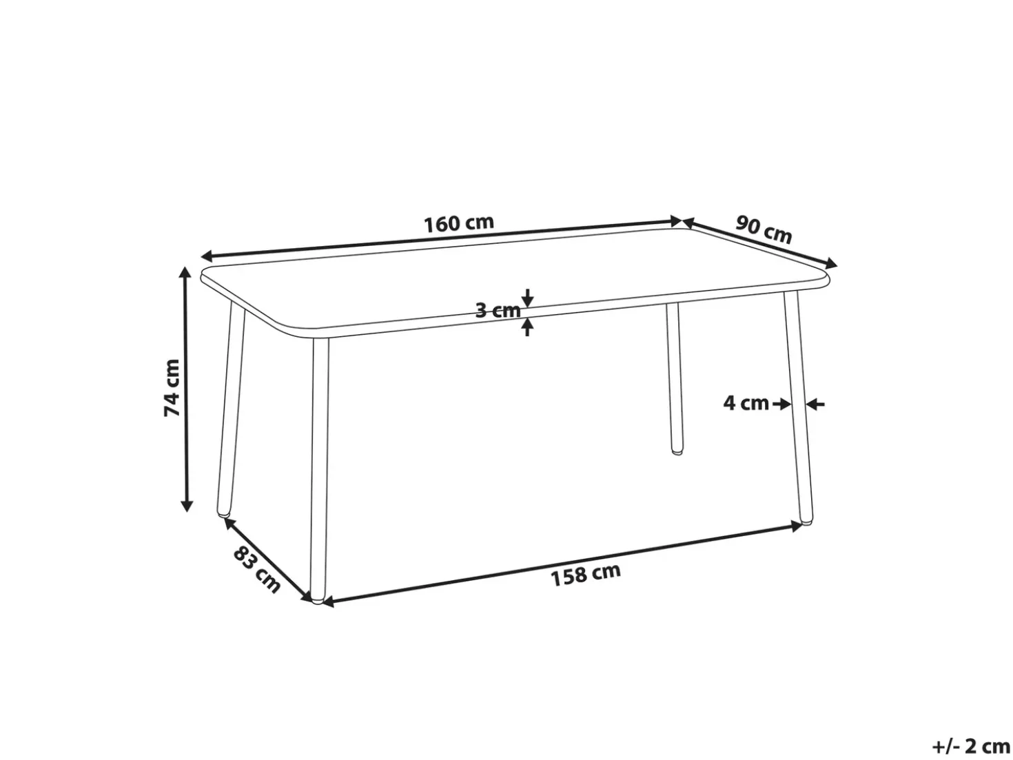 Havebord CARAVINO 160 cm 90 cm Metal Lys Beige