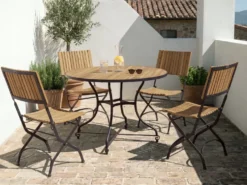 Havebord LASCARI 120 cm 120 cm Akacietræ Lysebrun