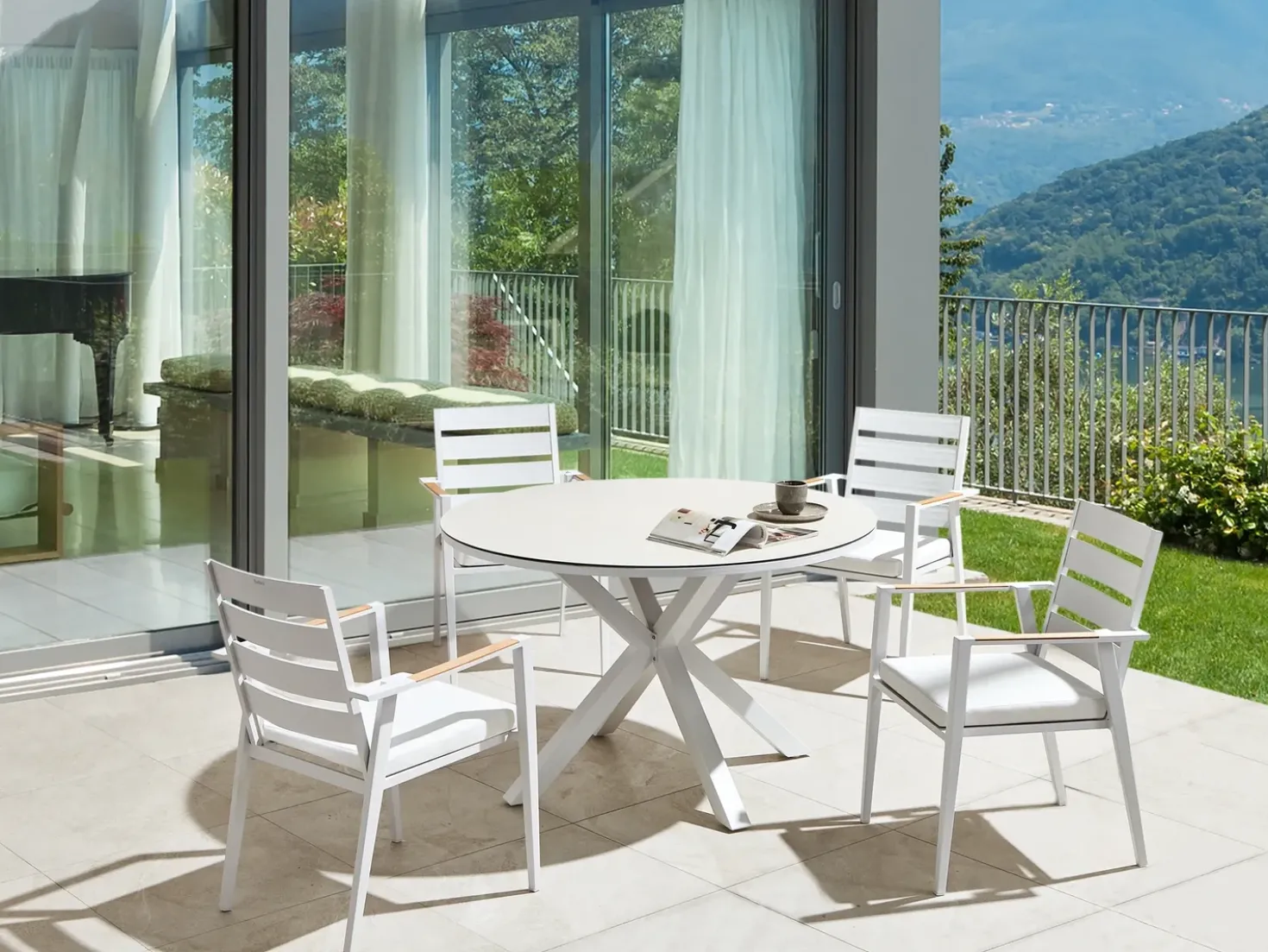 Havebord MALETTO 120 cm 120 cm Glas Brungrå
