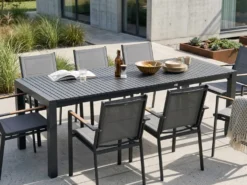 Havebord med udtræk ARDESIO 160/220 cm 90 cm Metal Mørkegrå