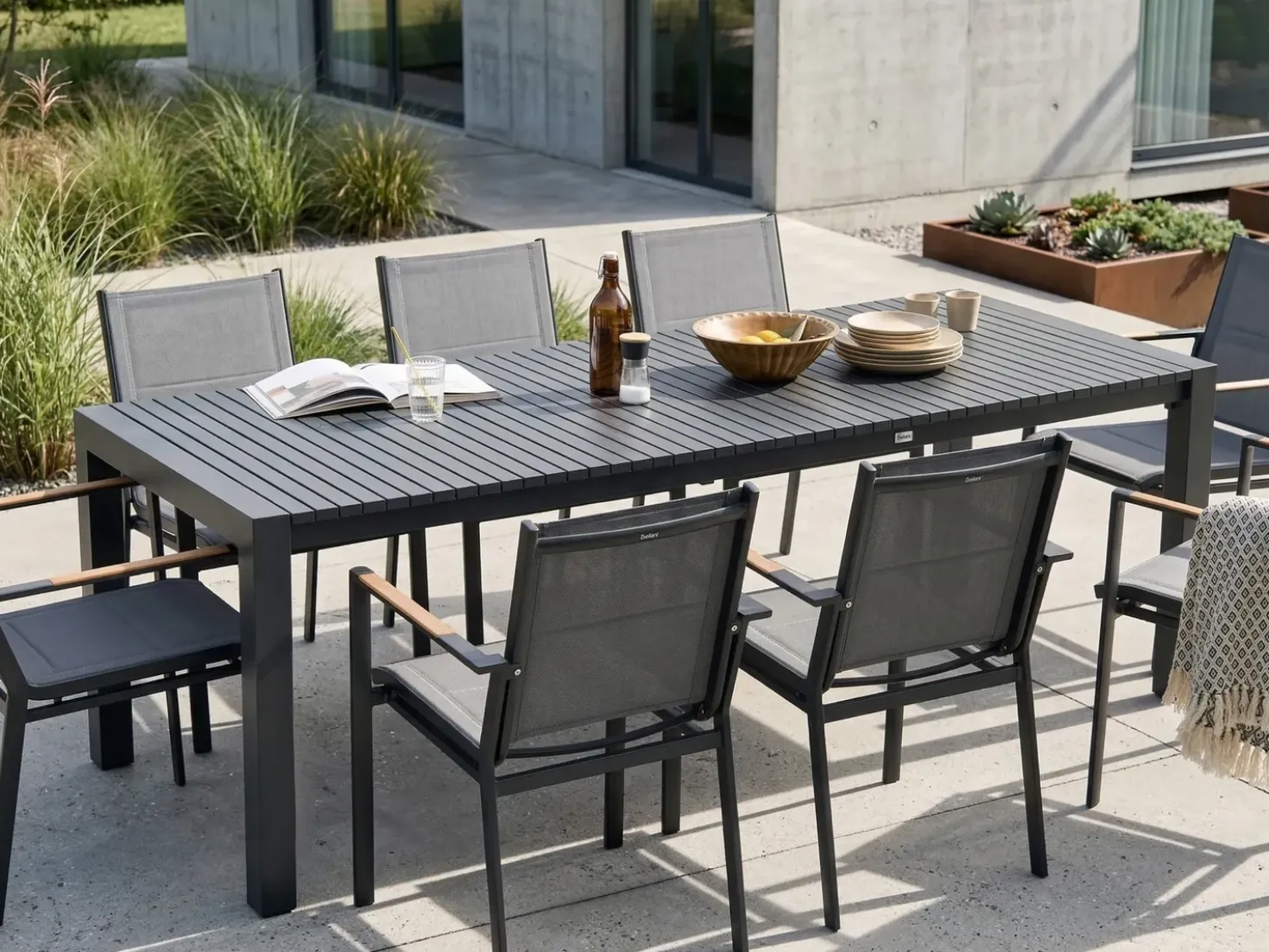 Havebord med udtræk ARDESIO 160/220 cm 90 cm Metal Mørkegrå