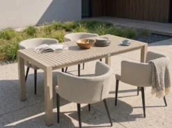 Havebord med udtræk ARDESIO 160/220 cm 90 cm Metal Sand Beige