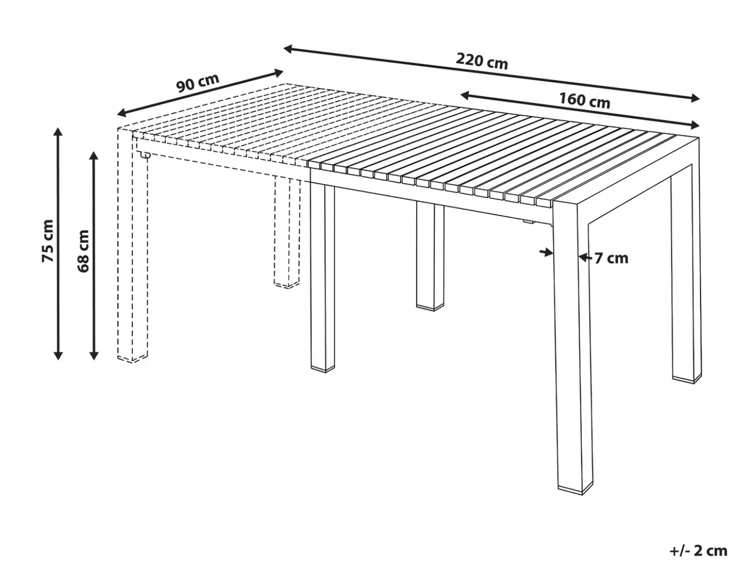 Havebord med udtræk ARDESIO 160/220 cm 90 cm Metal Sand Beige