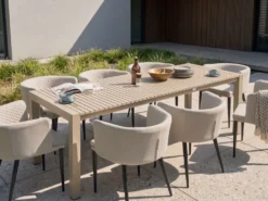 Havebord med udtræk ARDESIO 160/220 cm 90 cm Metal Sand Beige