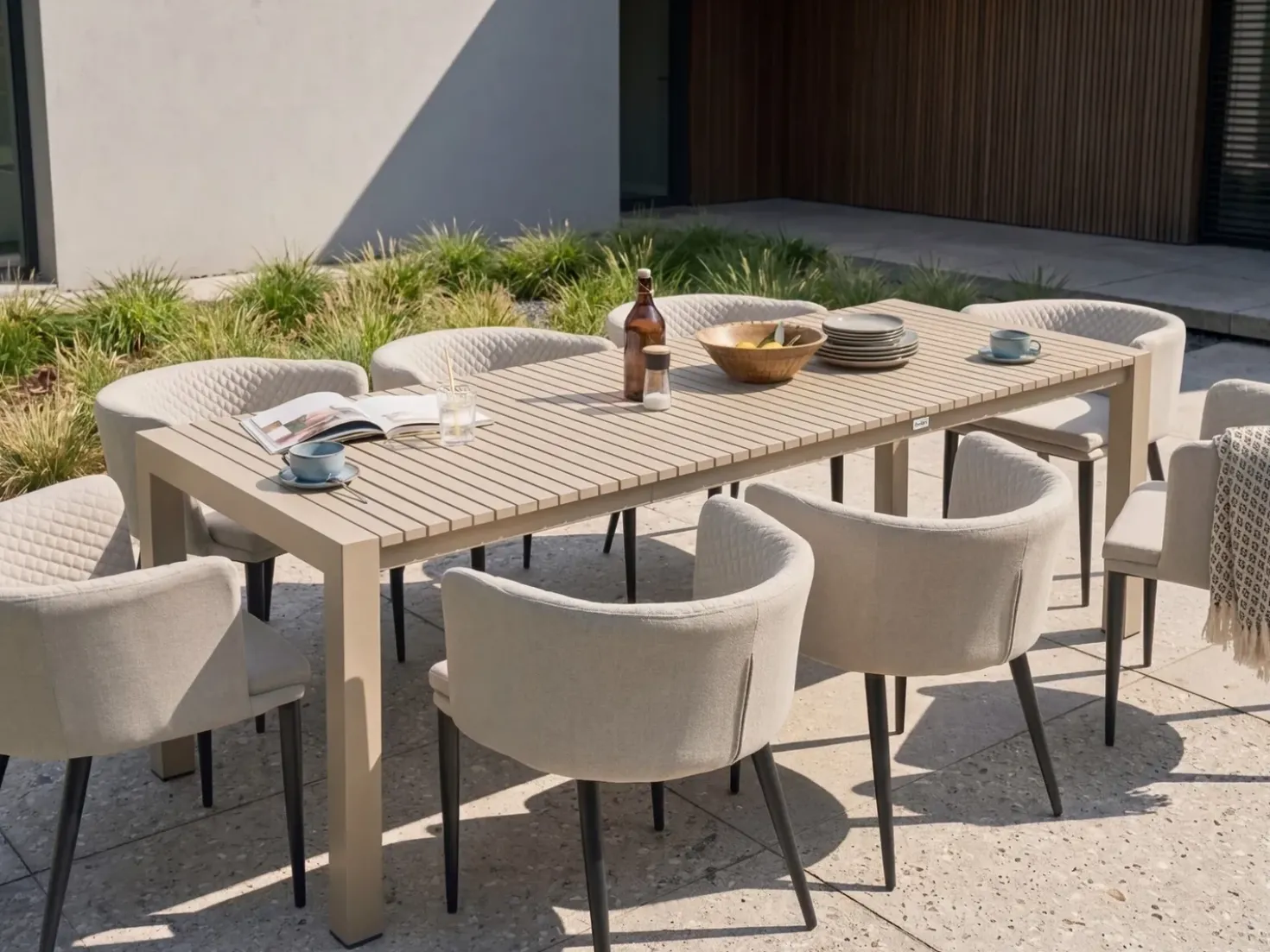 Havebord med udtræk ARDESIO 160/220 cm 90 cm Metal Sand Beige