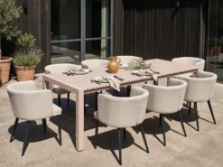 Havebord med udtræk ARDESIO 160/220 cm 90 cm Metal Sand Beige