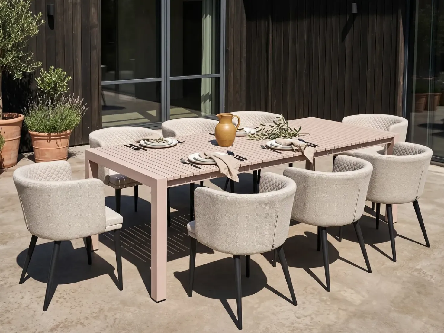 Havebord med udtræk ARDESIO 160/220 cm 90 cm Metal Sand Beige