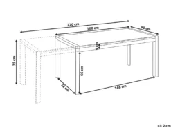 Havebord med udtræk BINASCO 160/220 cm 90 cm Sten effekt Grå
