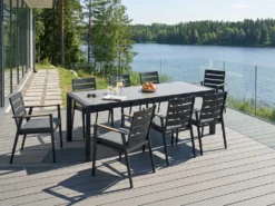 Havebord med udtræk BINASCO 160/220 cm 90 cm Sten effekt Grå