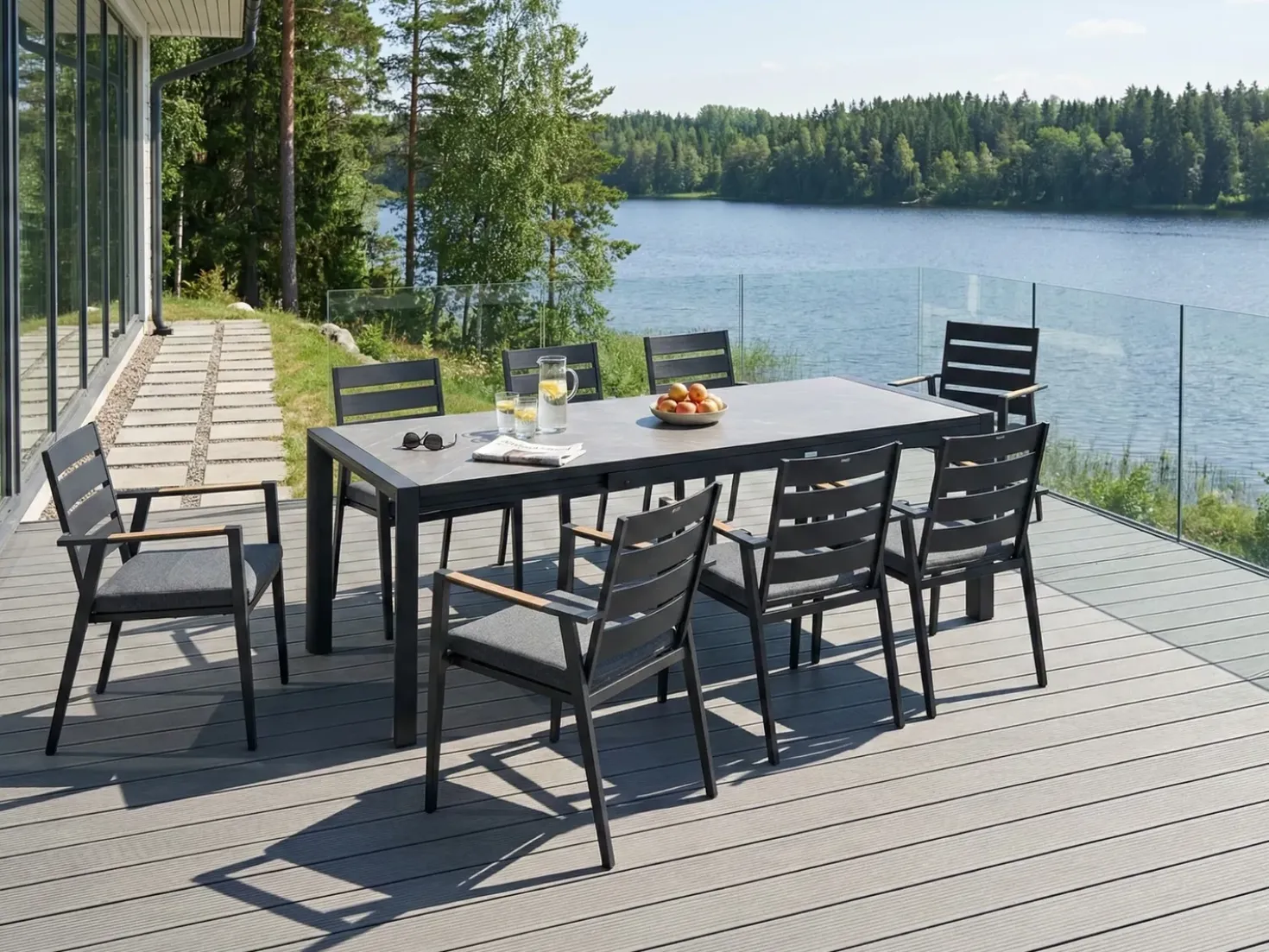 Havebord med udtræk BINASCO 160/220 cm 90 cm Sten effekt Grå