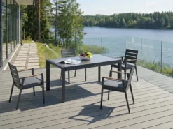 Havebord med udtræk BINASCO 160/220 cm 90 cm Sten effekt Grå