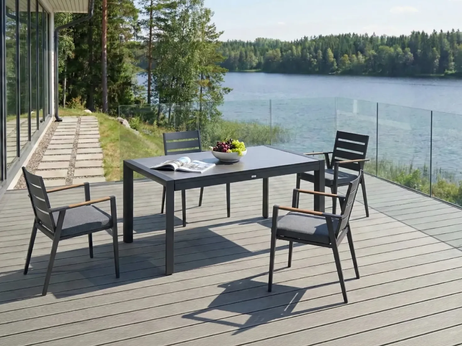 Havebord med udtræk BINASCO 160/220 cm 90 cm Sten effekt Grå