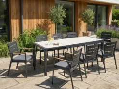 Havebord med udtræk BINASCO 160/220 cm 90 cm Beige