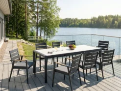 Havebord med udtræk BINASCO 160/220 cm 90 cm Beige