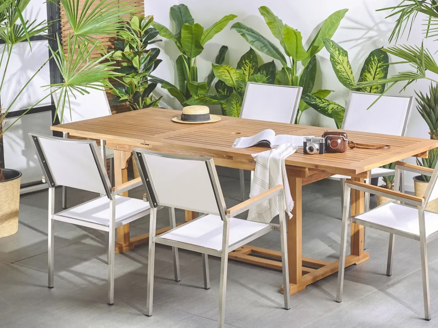 Havebord med udtræk JAVA 160/220 cm 90 cm Akacietræ Lysebrun