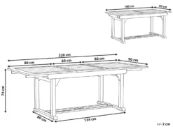 Havebord med udtræk JAVA 160/220 cm 90 cm Akacietræ Lysebrun