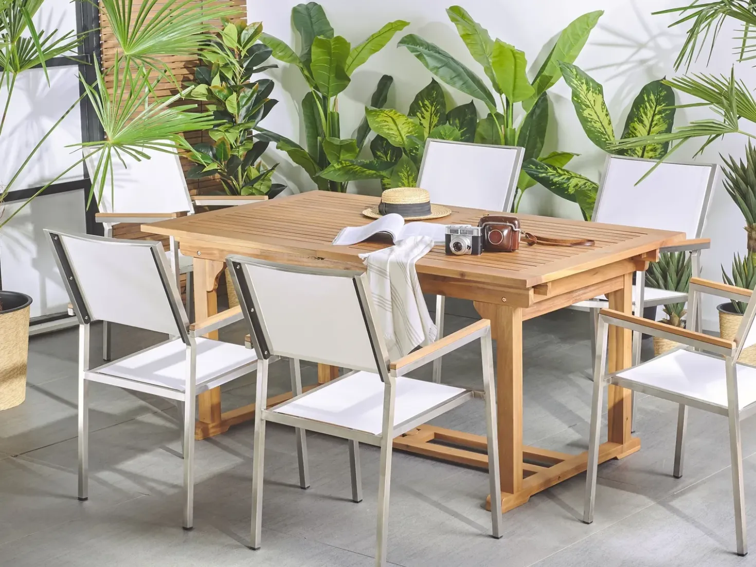 Havebord med udtræk JAVA 160/220 cm 90 cm Akacietræ Lysebrun